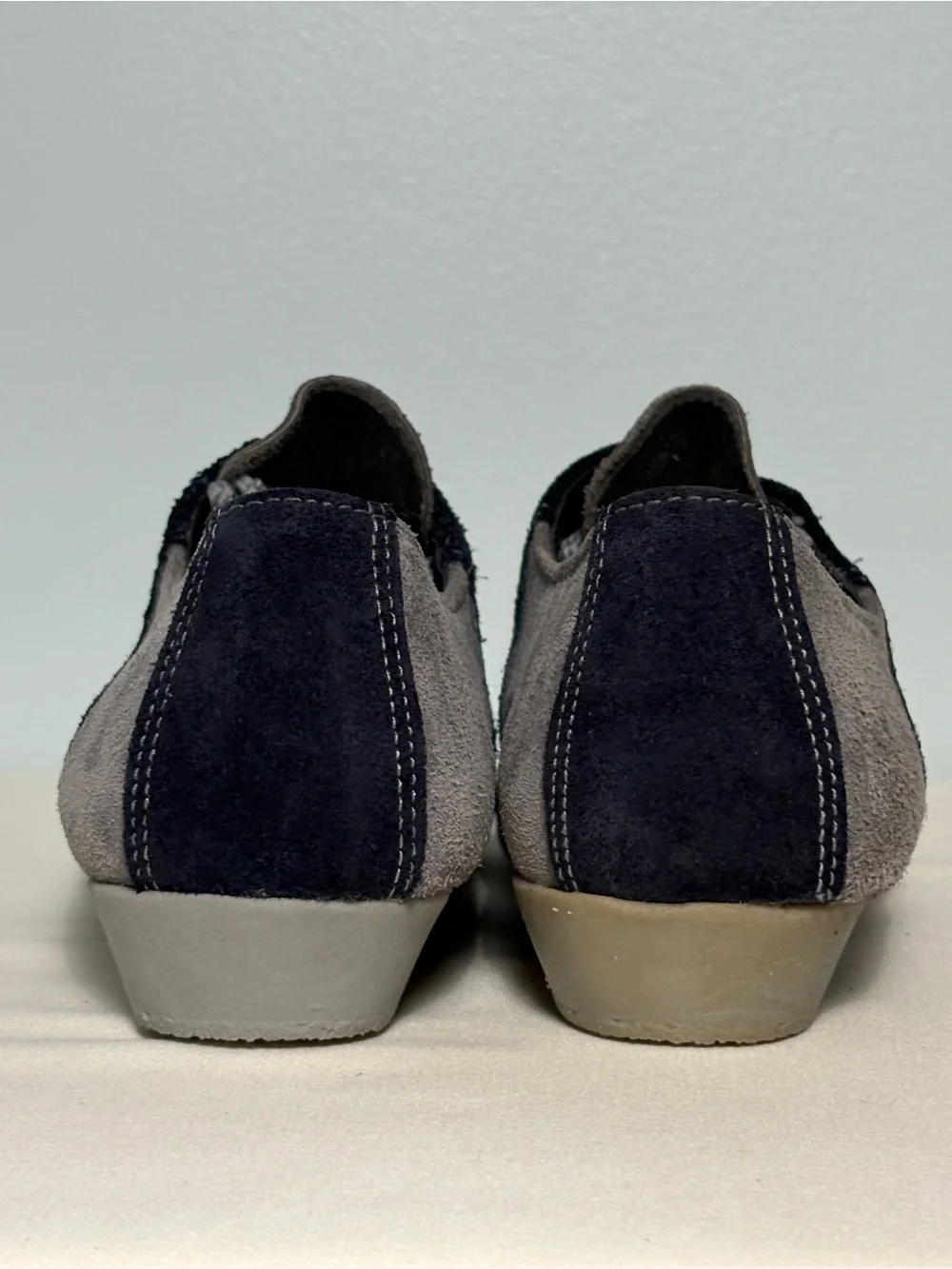 Women’s Armadillo Two-Tone Gray&Navy Suede Oxford Flats-Stylish Casual Loafers
